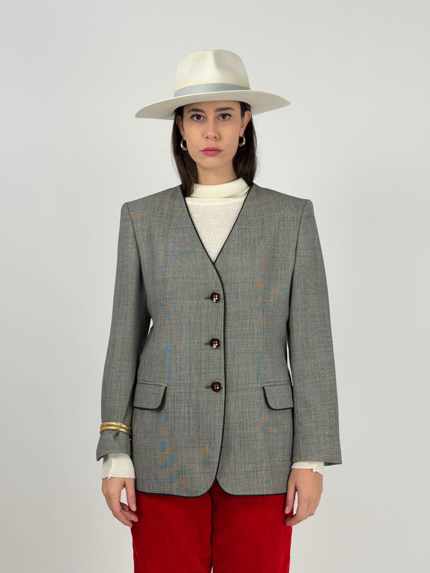 Giacca Steinbock in lana micro-check