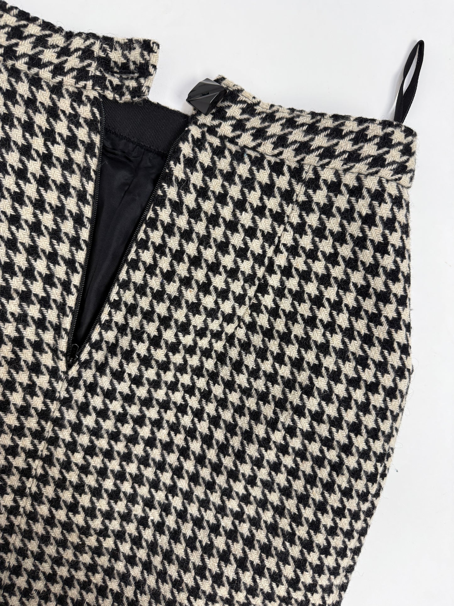 Gonna midi sartoriale in lana pied de poule