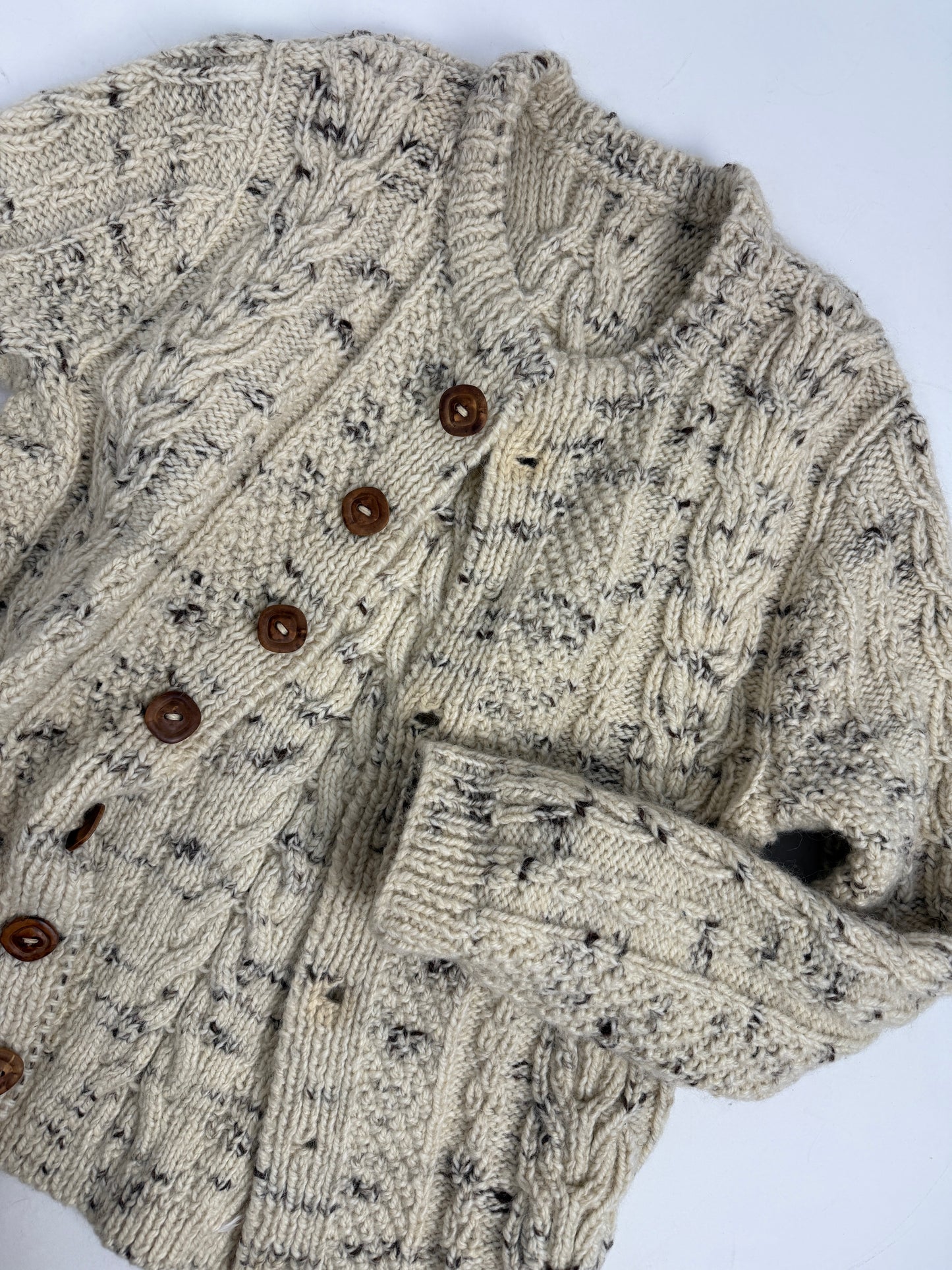 Cardigan irlandese in pura lana – lavorazione Aran handmade