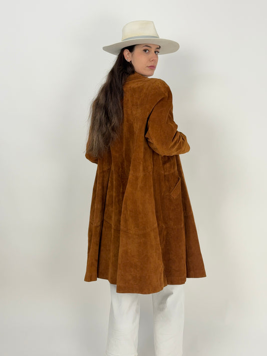Cappotto vintage in pelle scamosciata