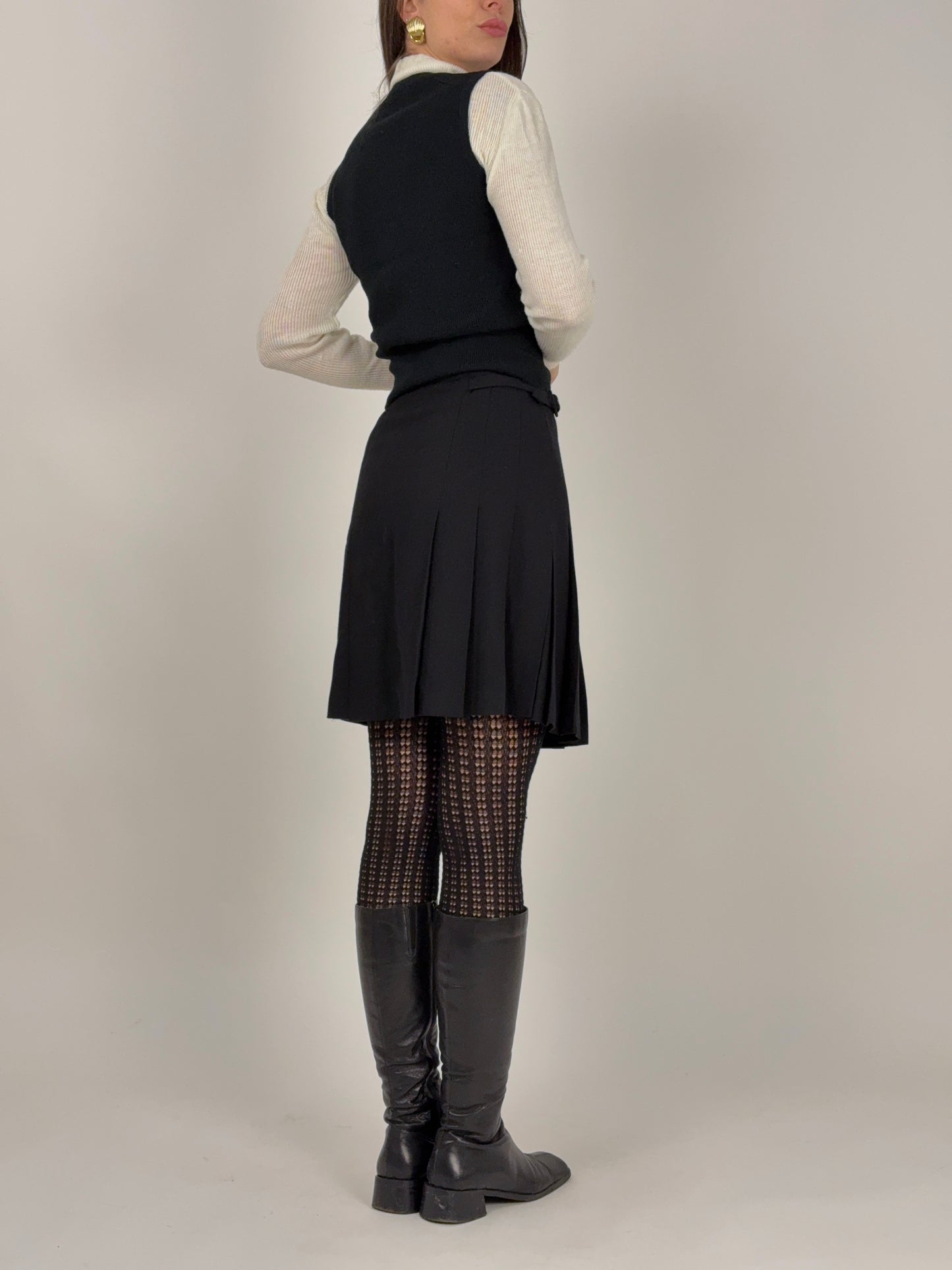 Gonna a pieghe in viscosa e lana