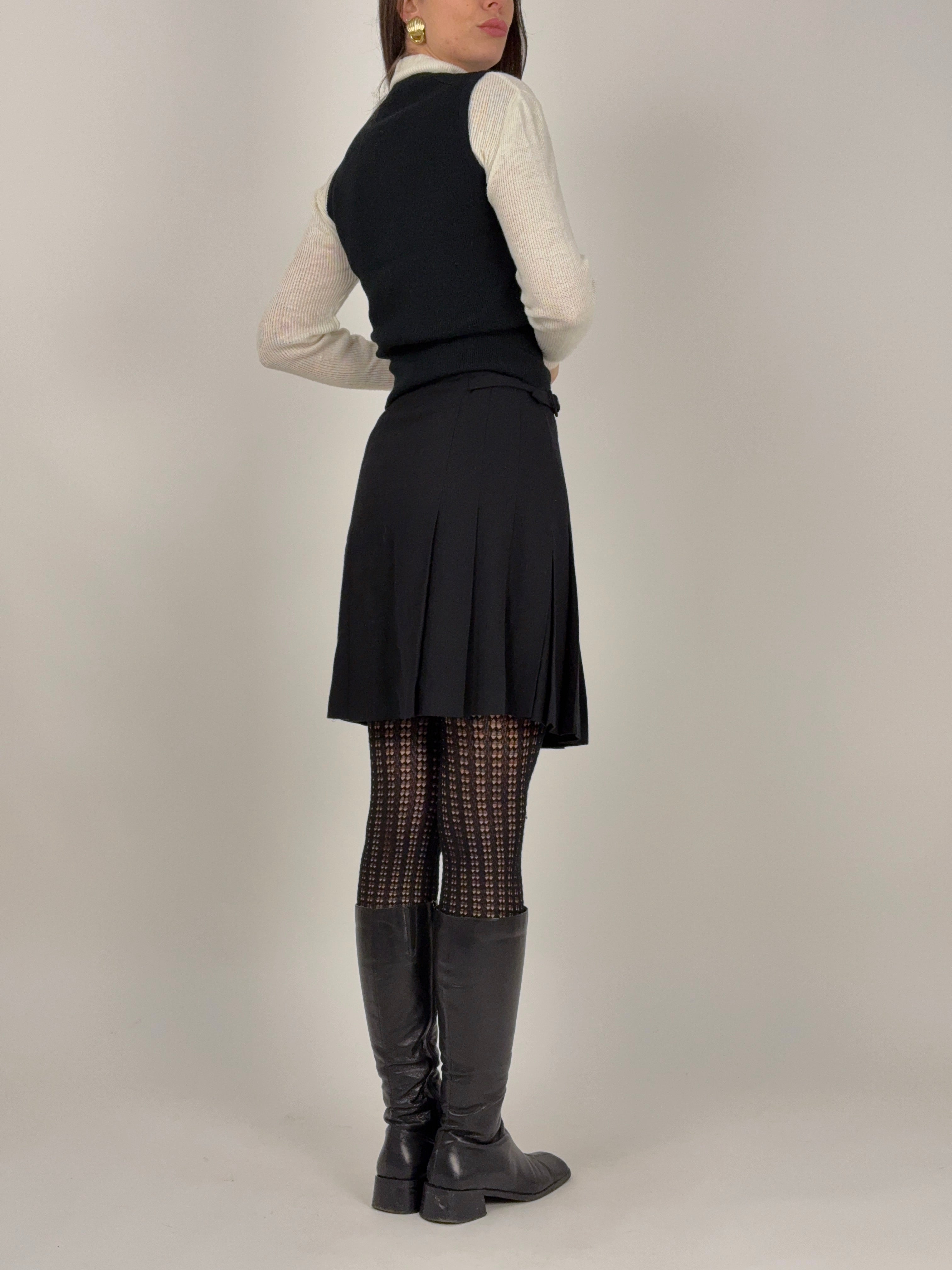 Gonna a pieghe in viscosa e lana