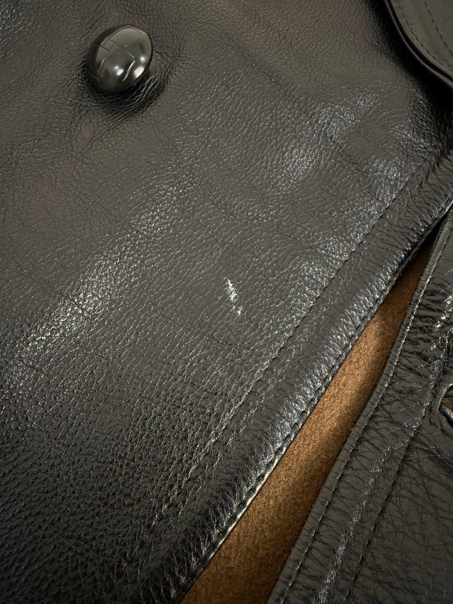 Leather jacket anni '70 con fodera in lana