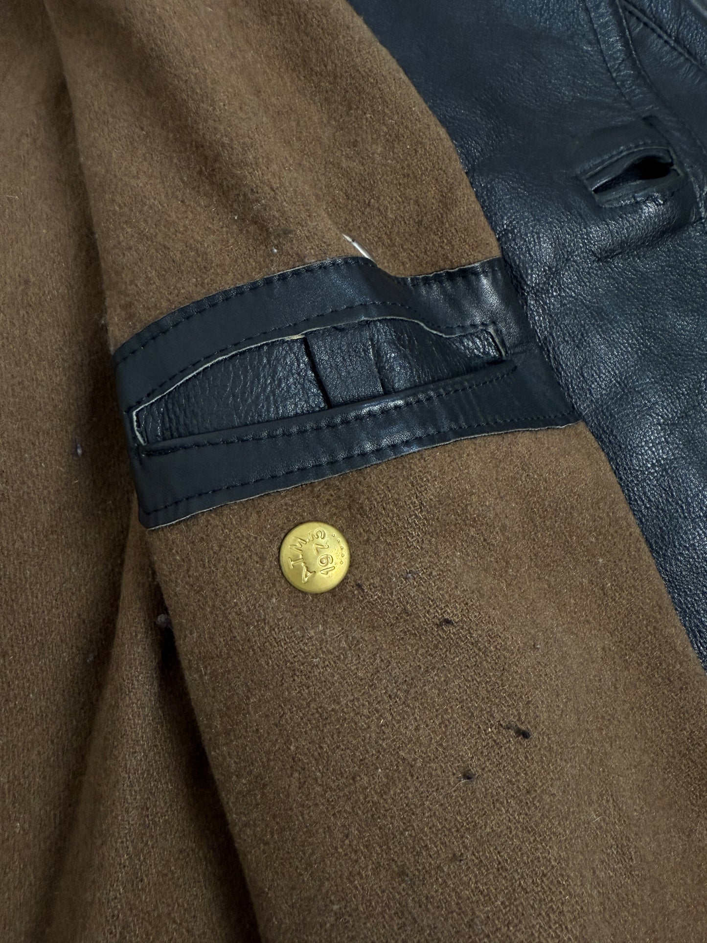 Leather jacket anni '70 con fodera in lana