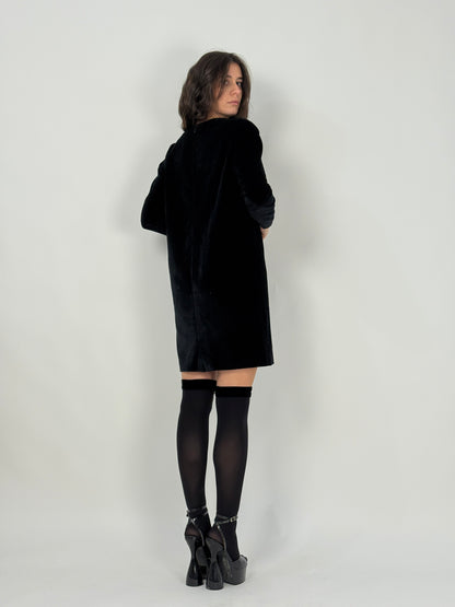 Abito corto in velluto e perline anni '70