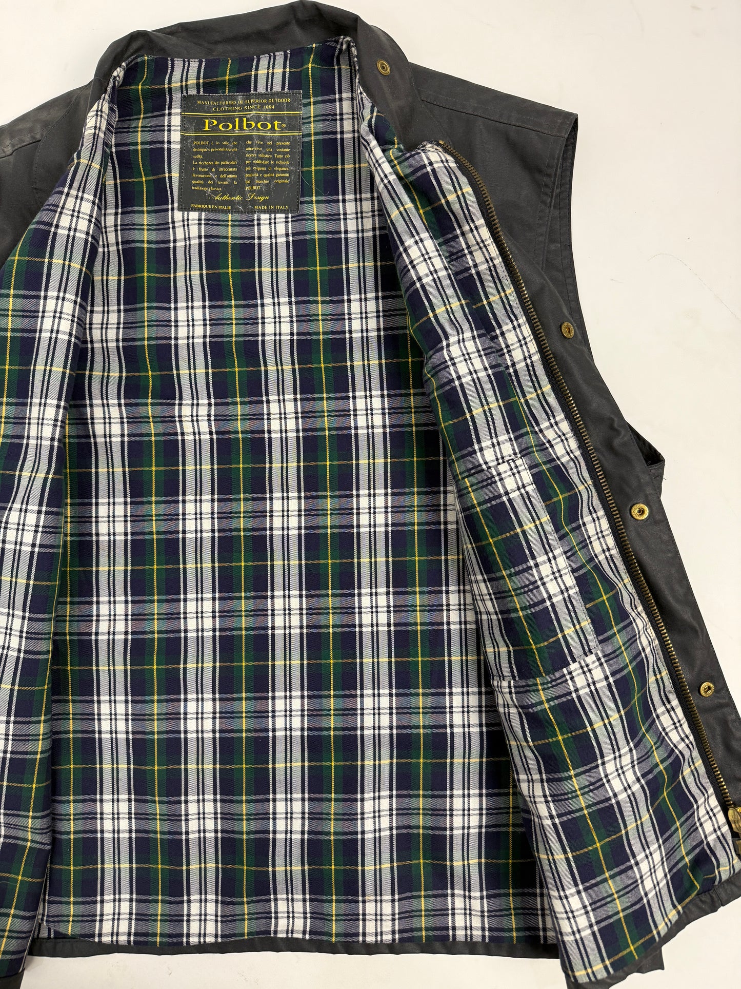 Gilet cerato con interno scozzese