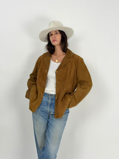 Giacca in camoscio vintage con cintura