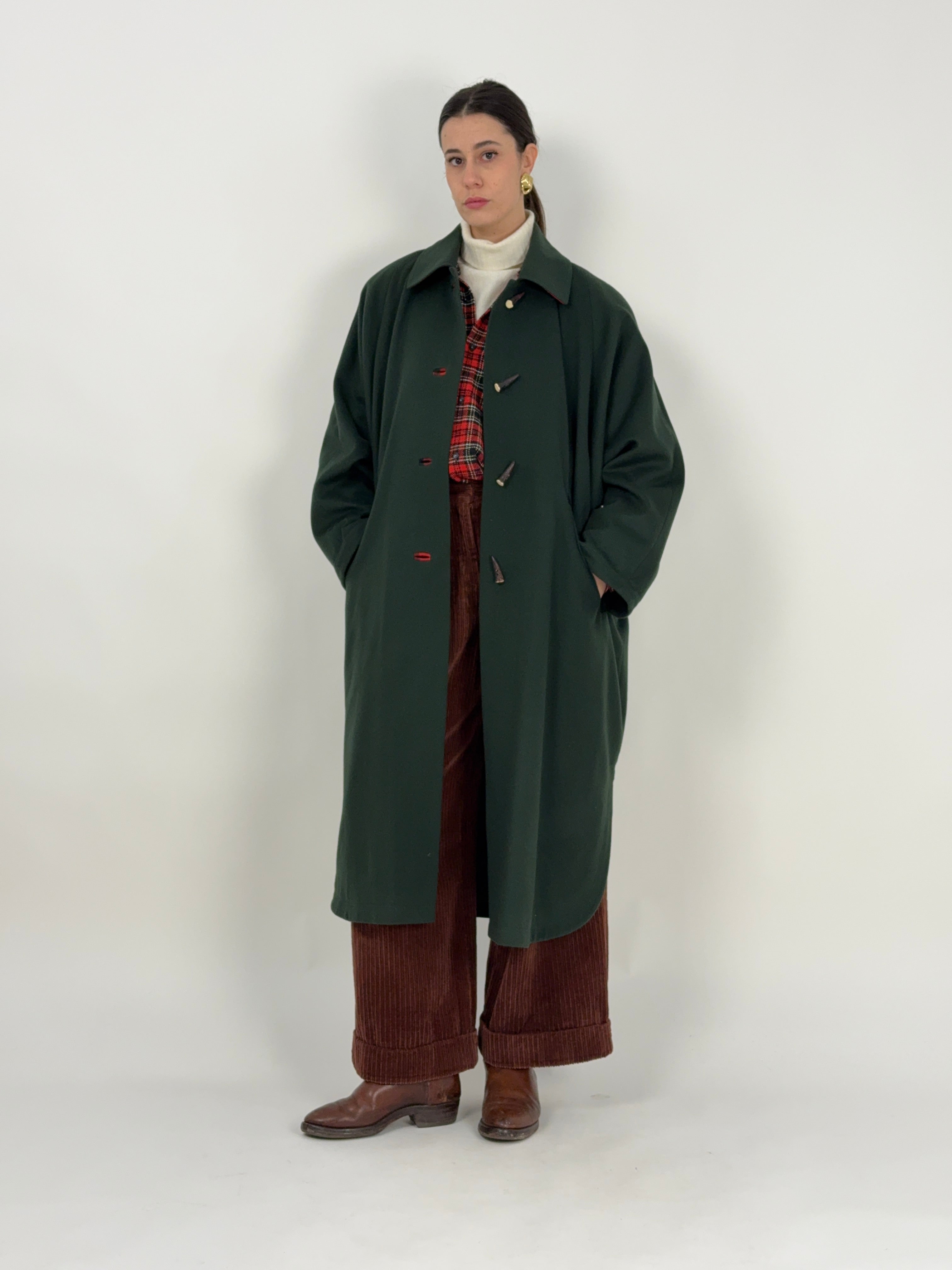 cappotto-loden-da-donna-astriaco-vintage-verde-e-tartan-rosso