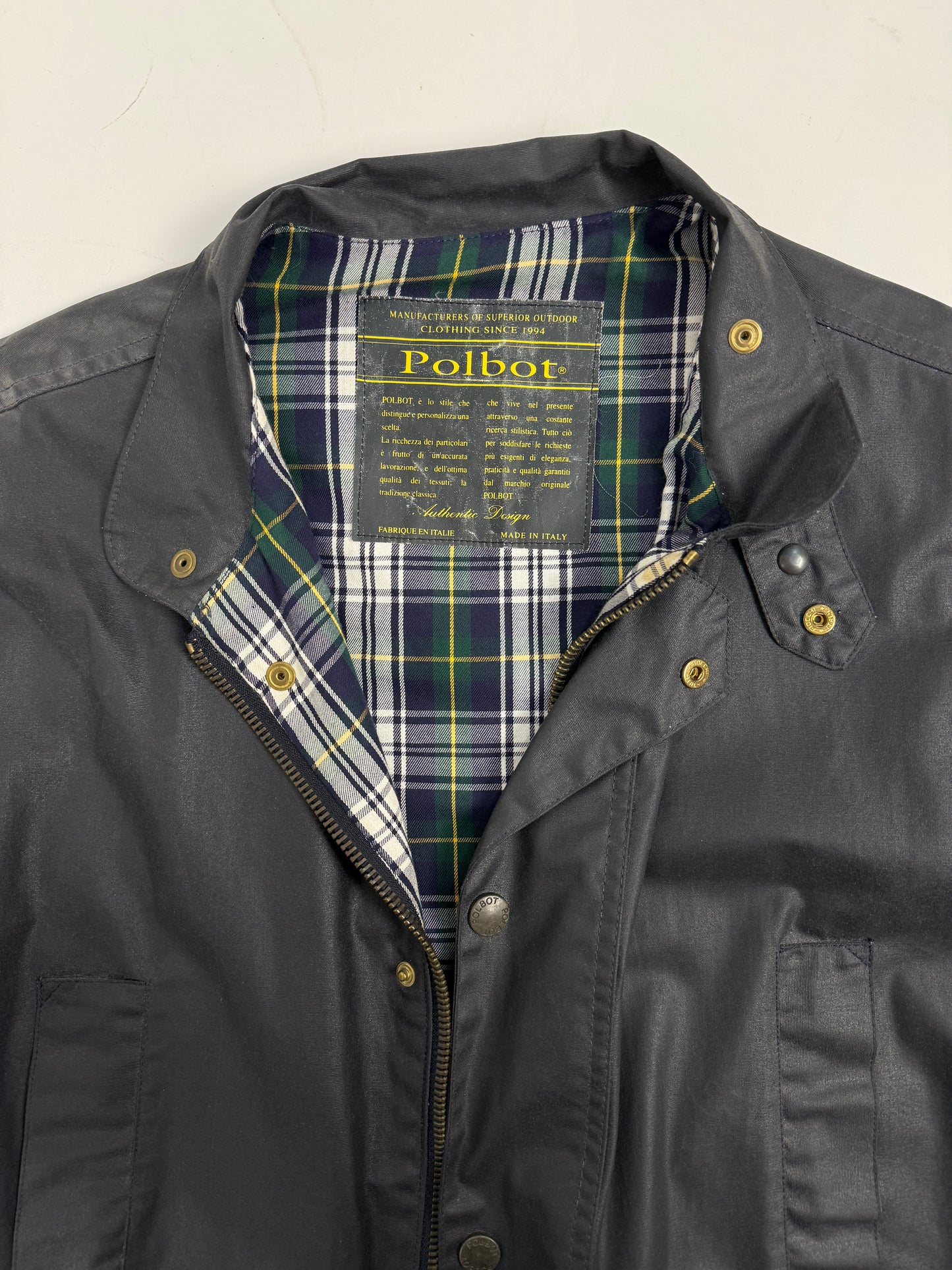 Gilet cerato con interno scozzese