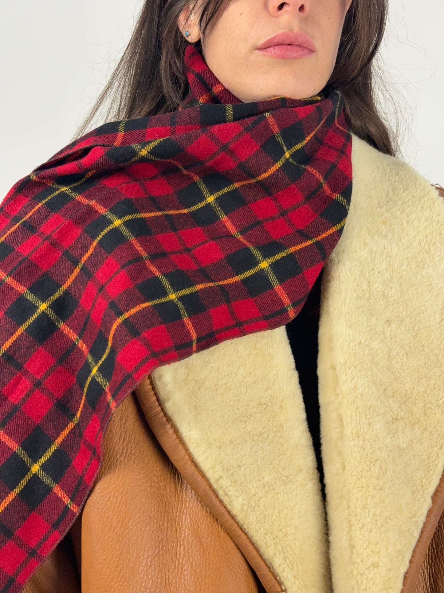Sciarpa vintage in lana tartan
