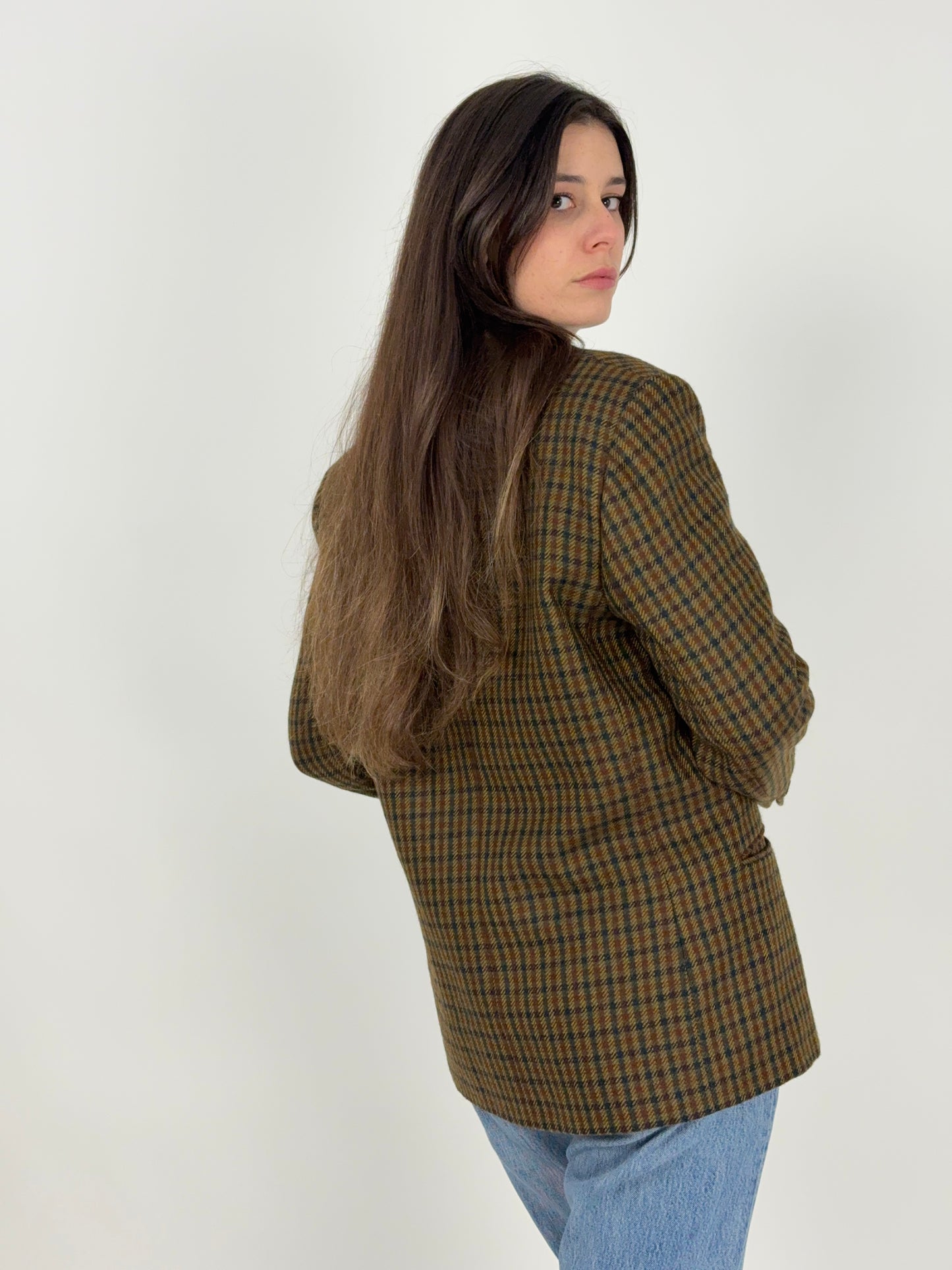 Giacca sartoriale vintage in tweed a quadri
