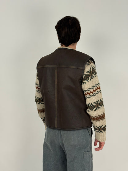 Gilet in pelle imbottito shearling - Made in Korea