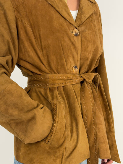 Giacca in camoscio vintage con cintura