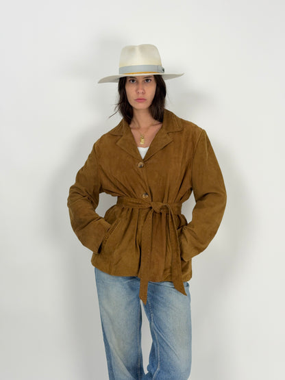 Giacca in camoscio vintage con cintura