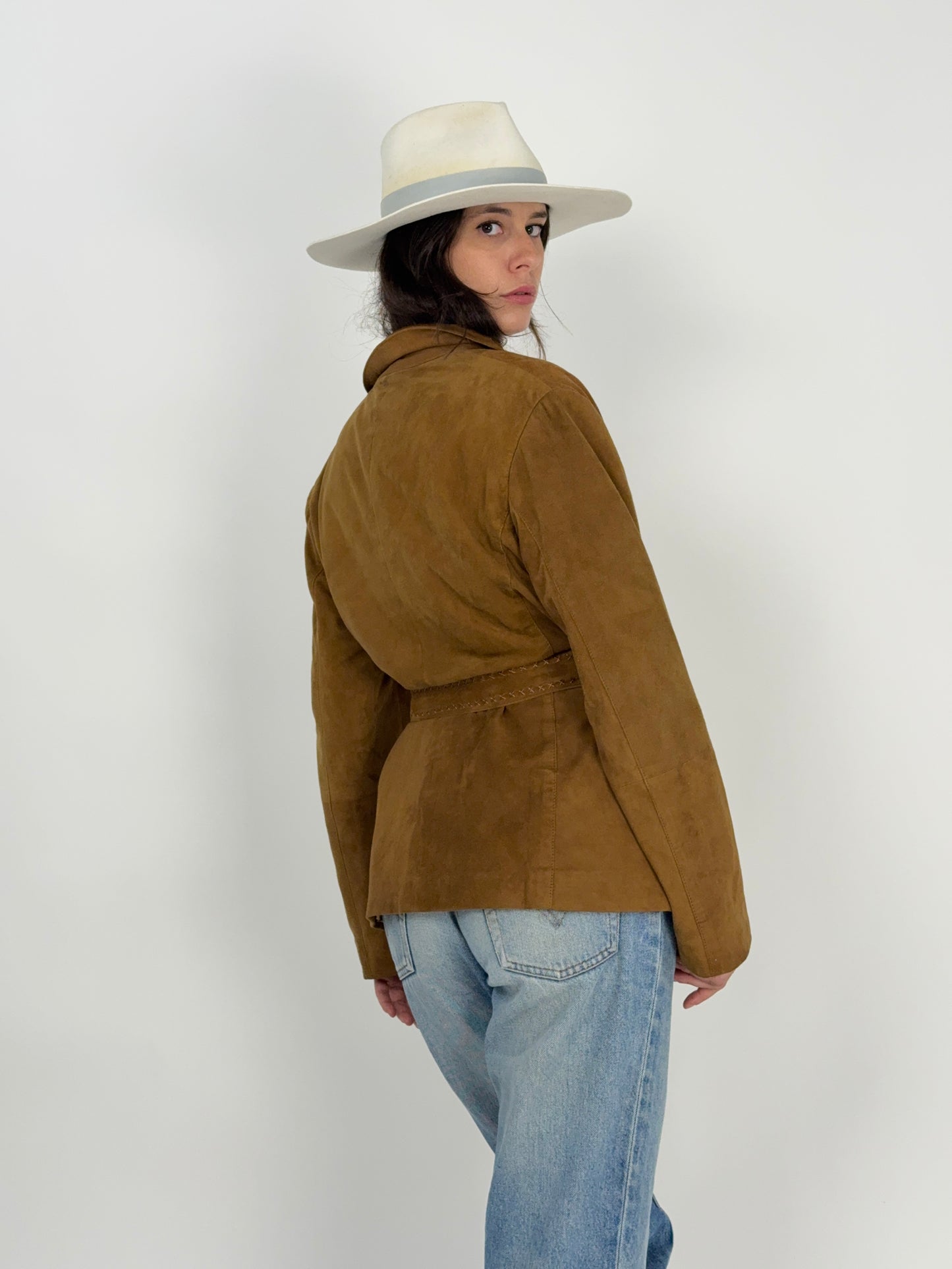 Giacca in camoscio vintage con cintura