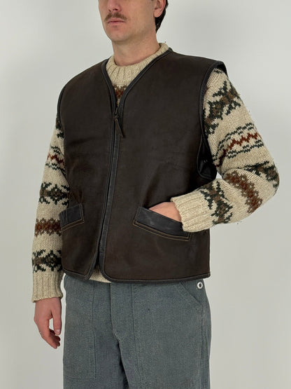 Gilet in pelle imbottito shearling - Made in Korea