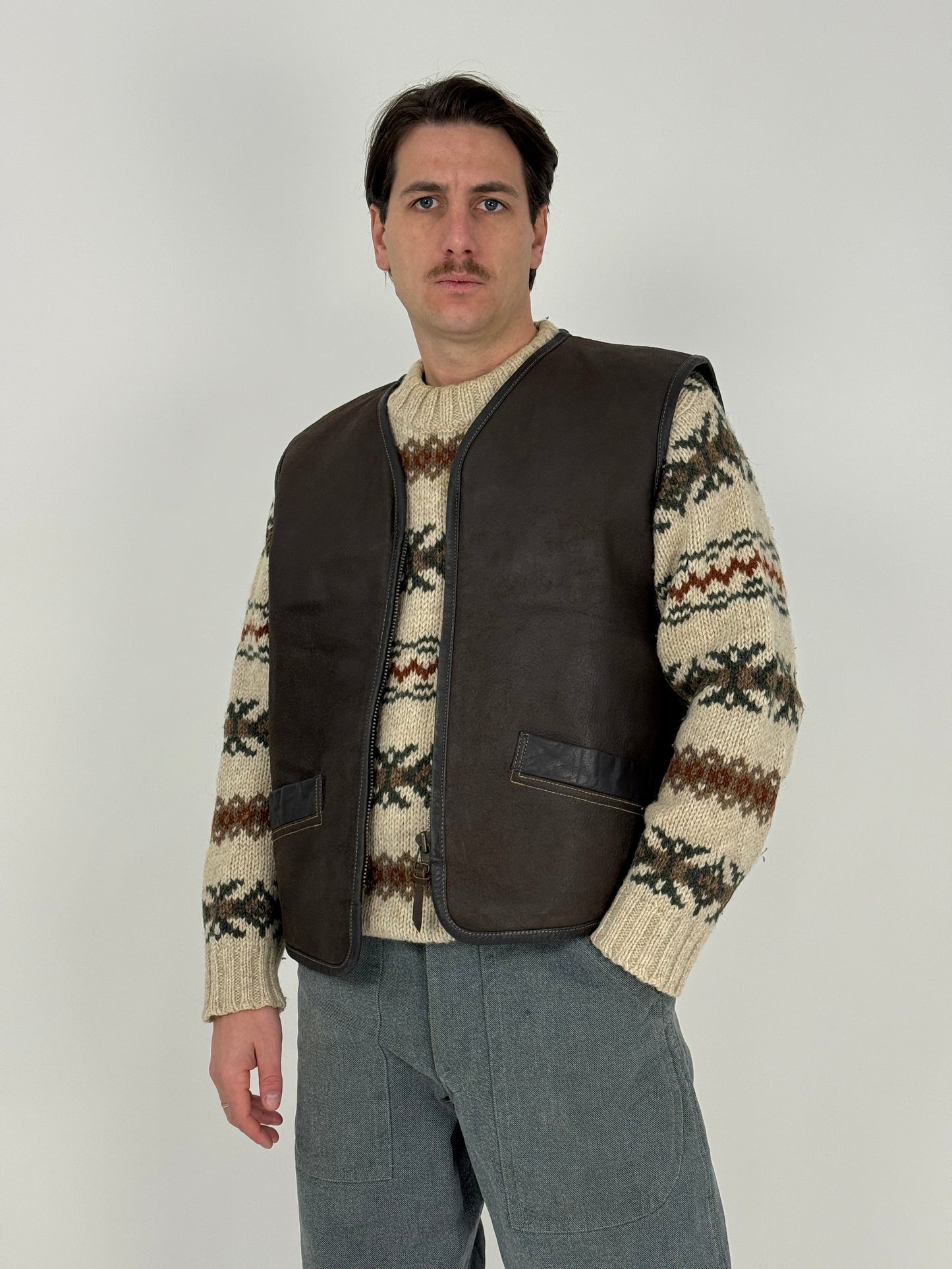 Gilet in pelle imbottito shearling - Made in Korea