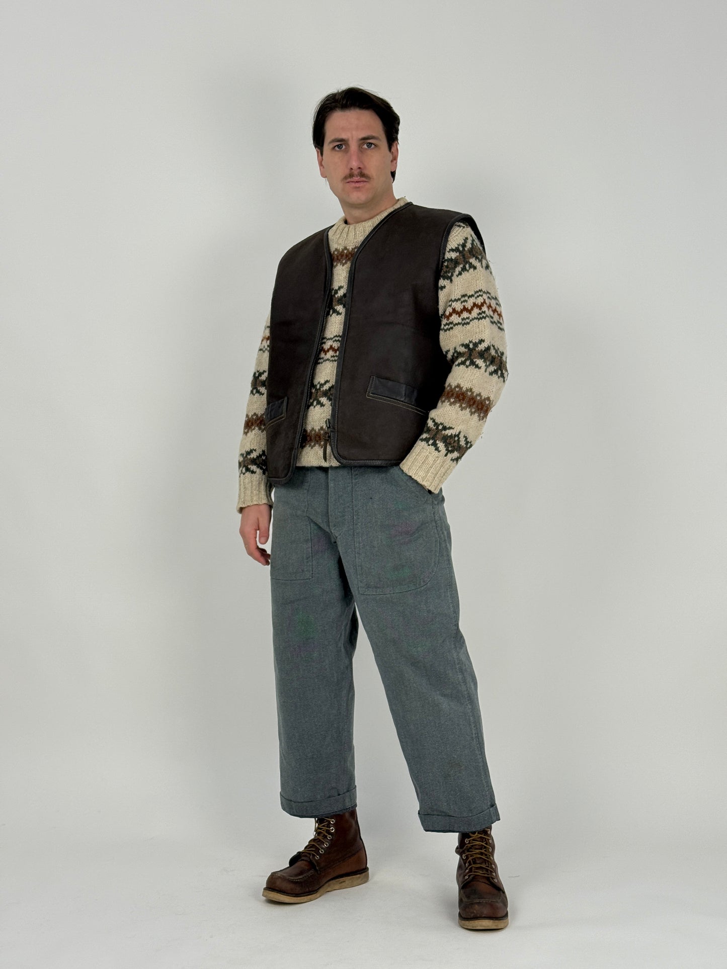 Gilet in pelle imbottito shearling - Made in Korea