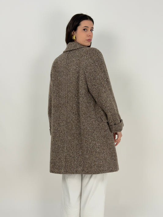 Cappotto in lana tweed anni '80