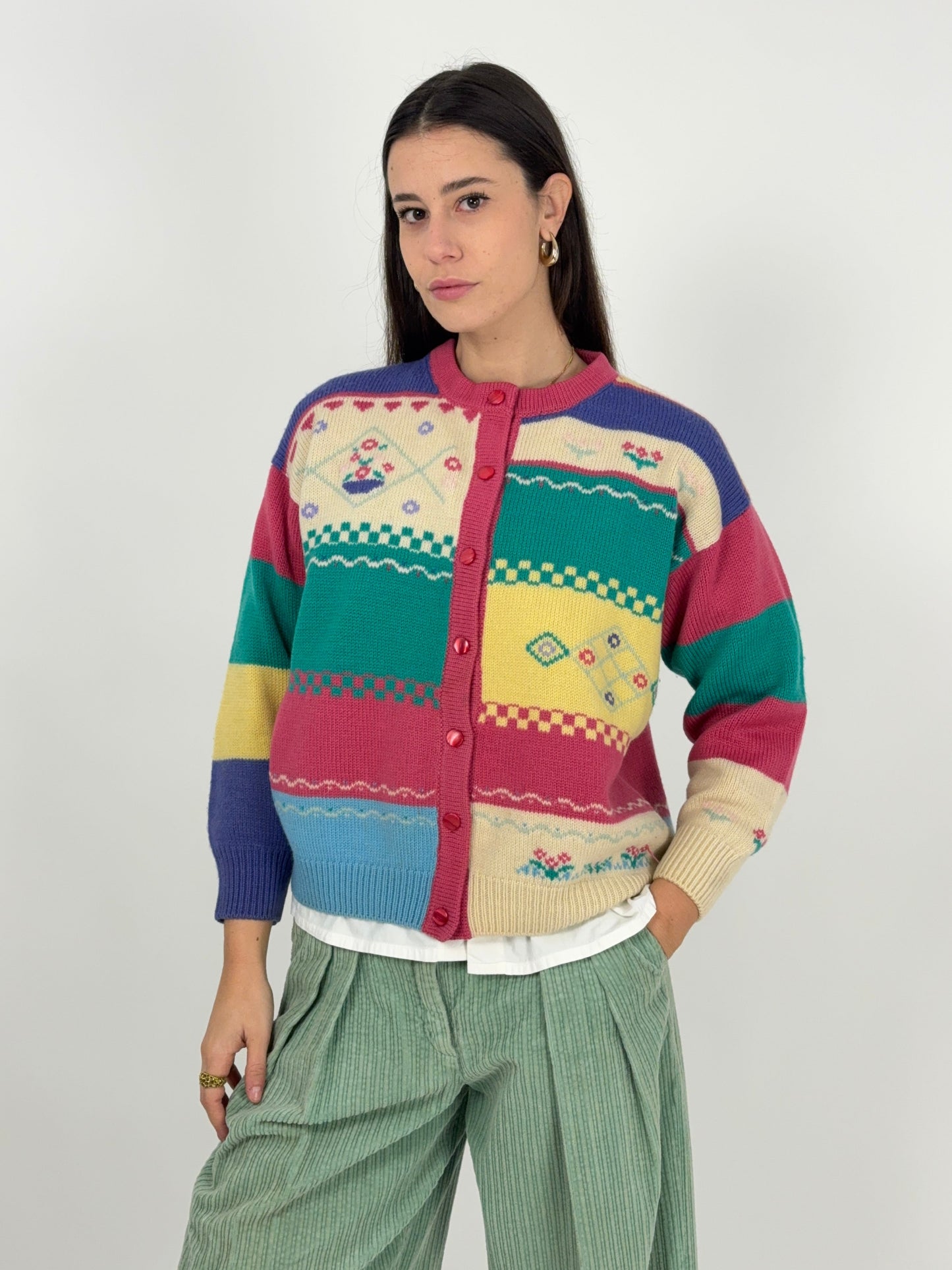 cardigan-anni-80-in-lana-multicolor-da-donna