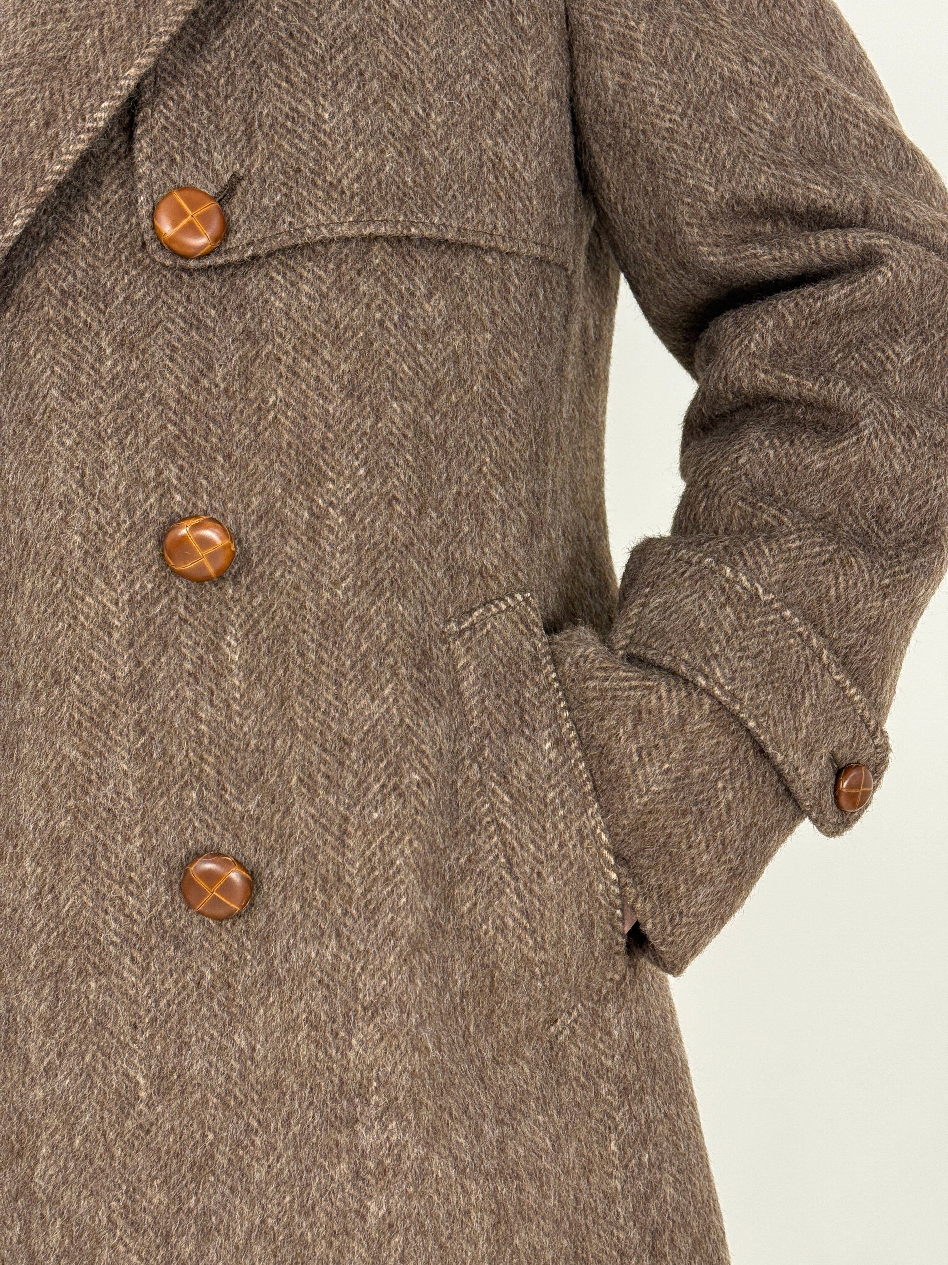 Cappotto doppiopetto in lana e mohair anni '70