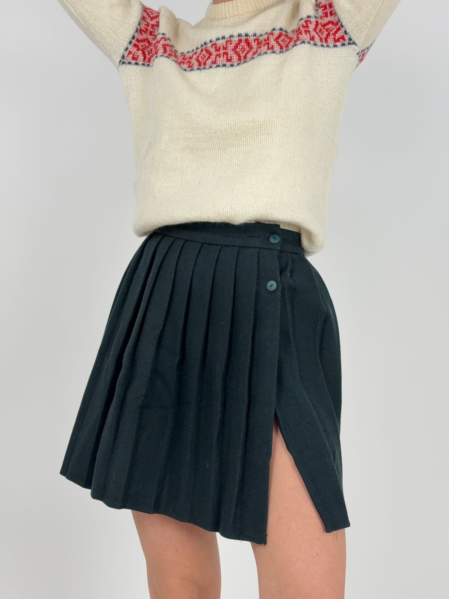 Minigonna plissettata in lana - Made in UK