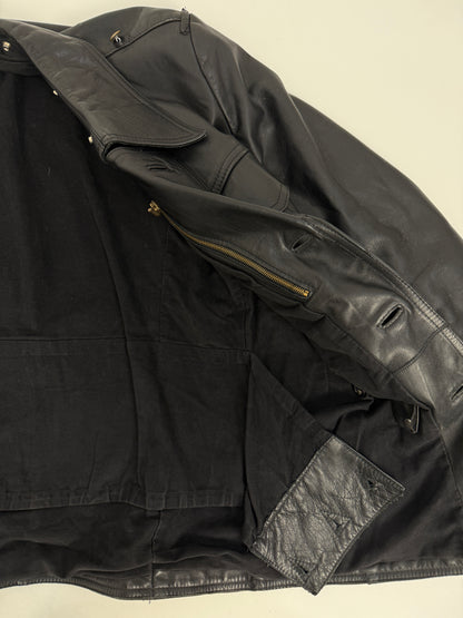 Giacca in pelle nera militare anni ’70