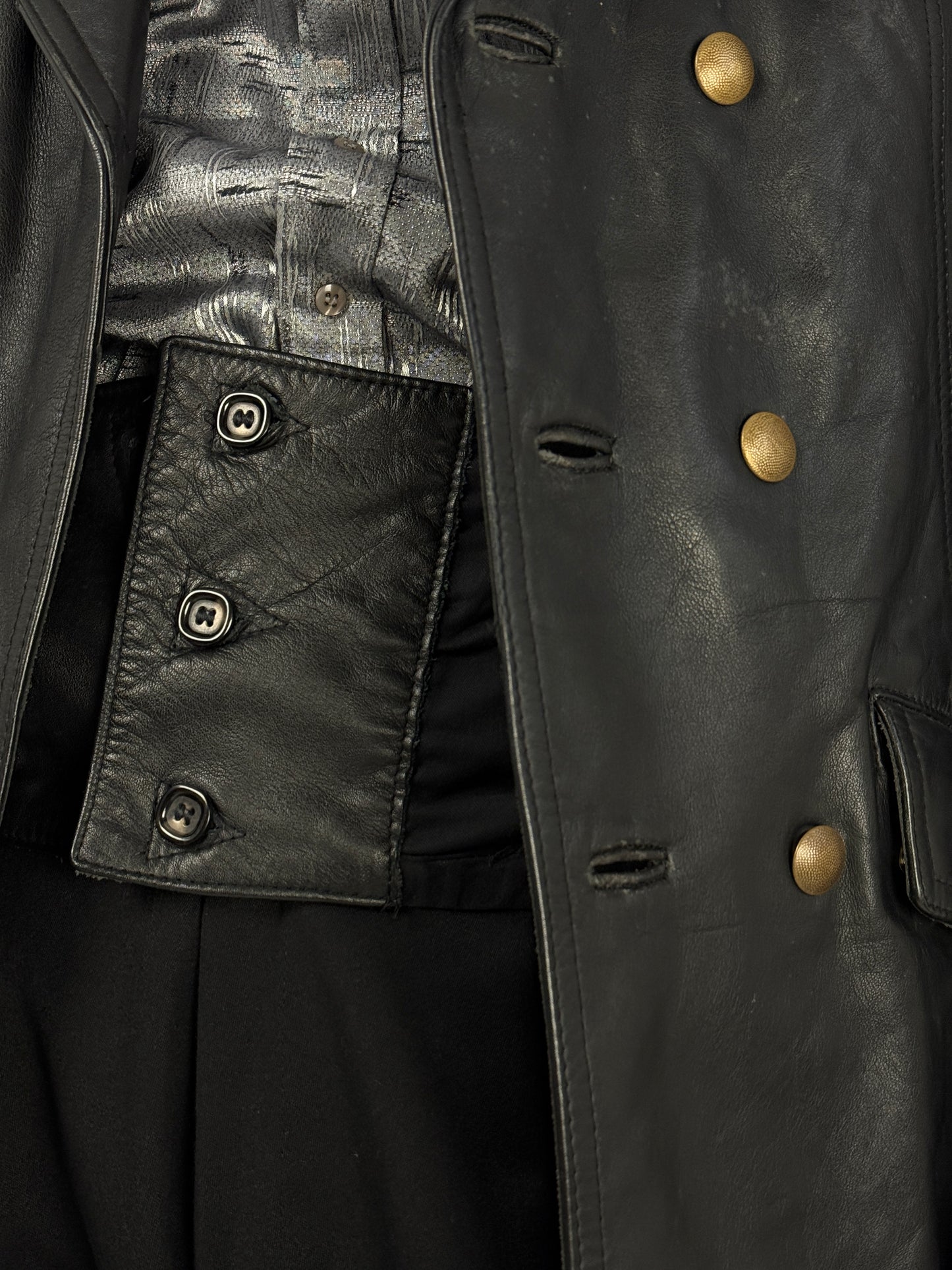 Giacca in pelle nera militare anni ’70