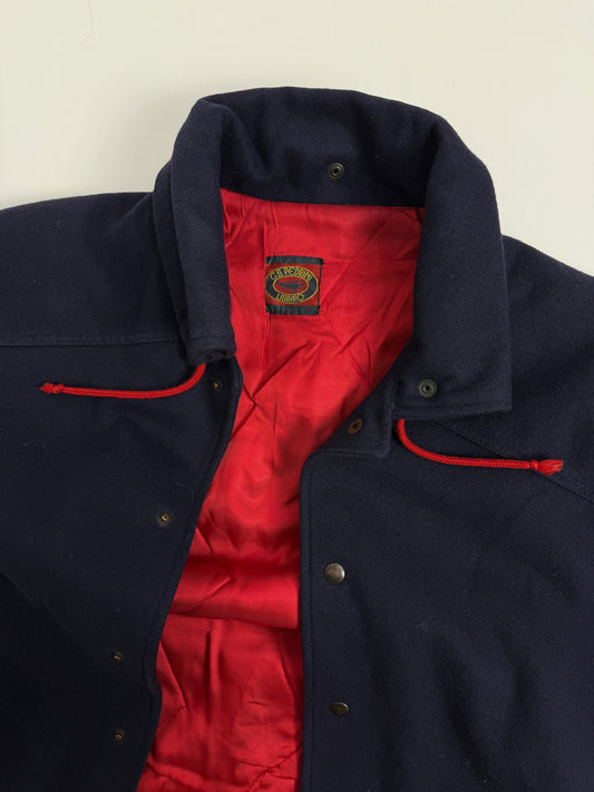 Cappotto anni '80 con interno trapuntato rosso