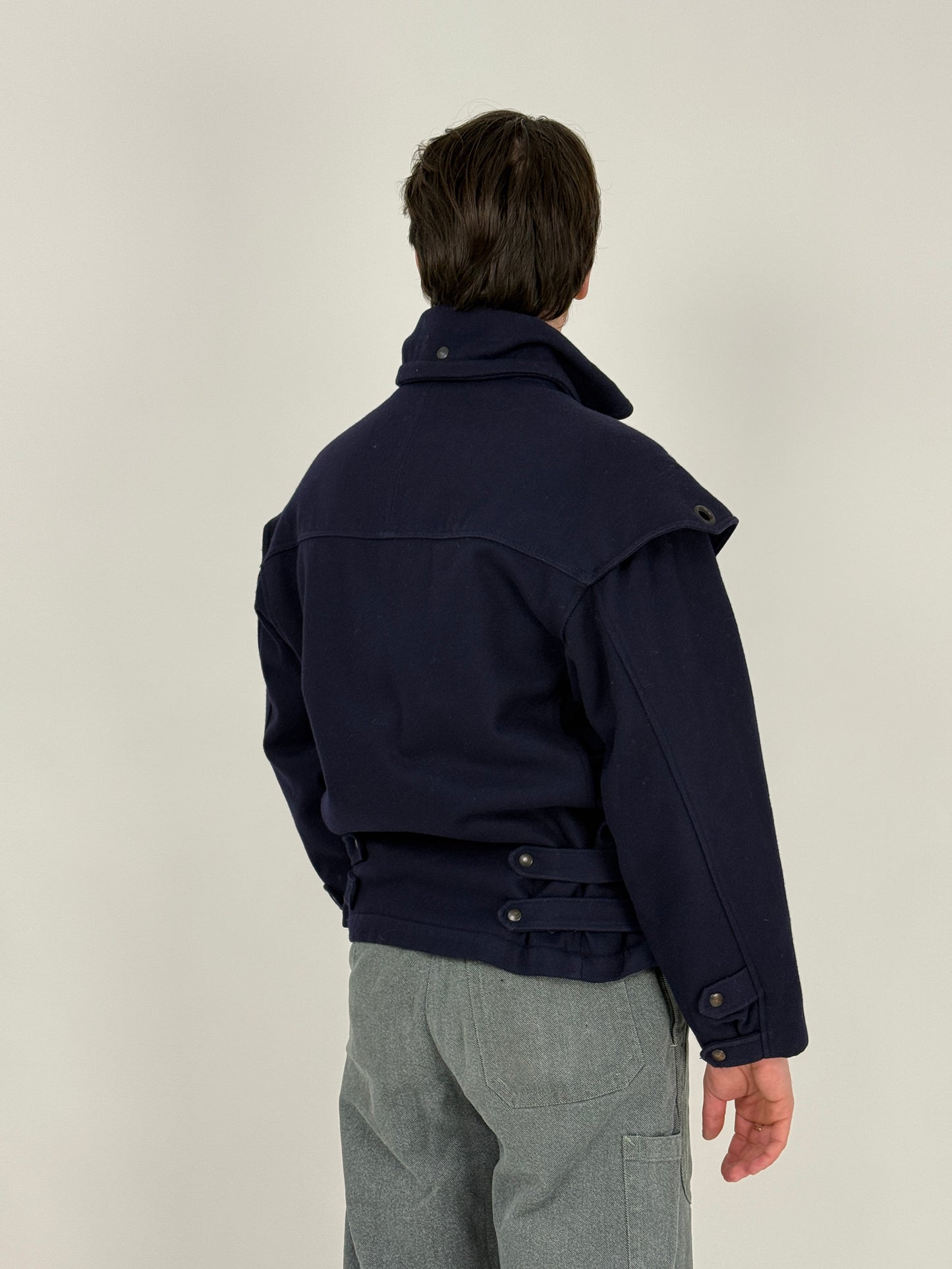 Cappotto anni '80 con interno trapuntato rosso