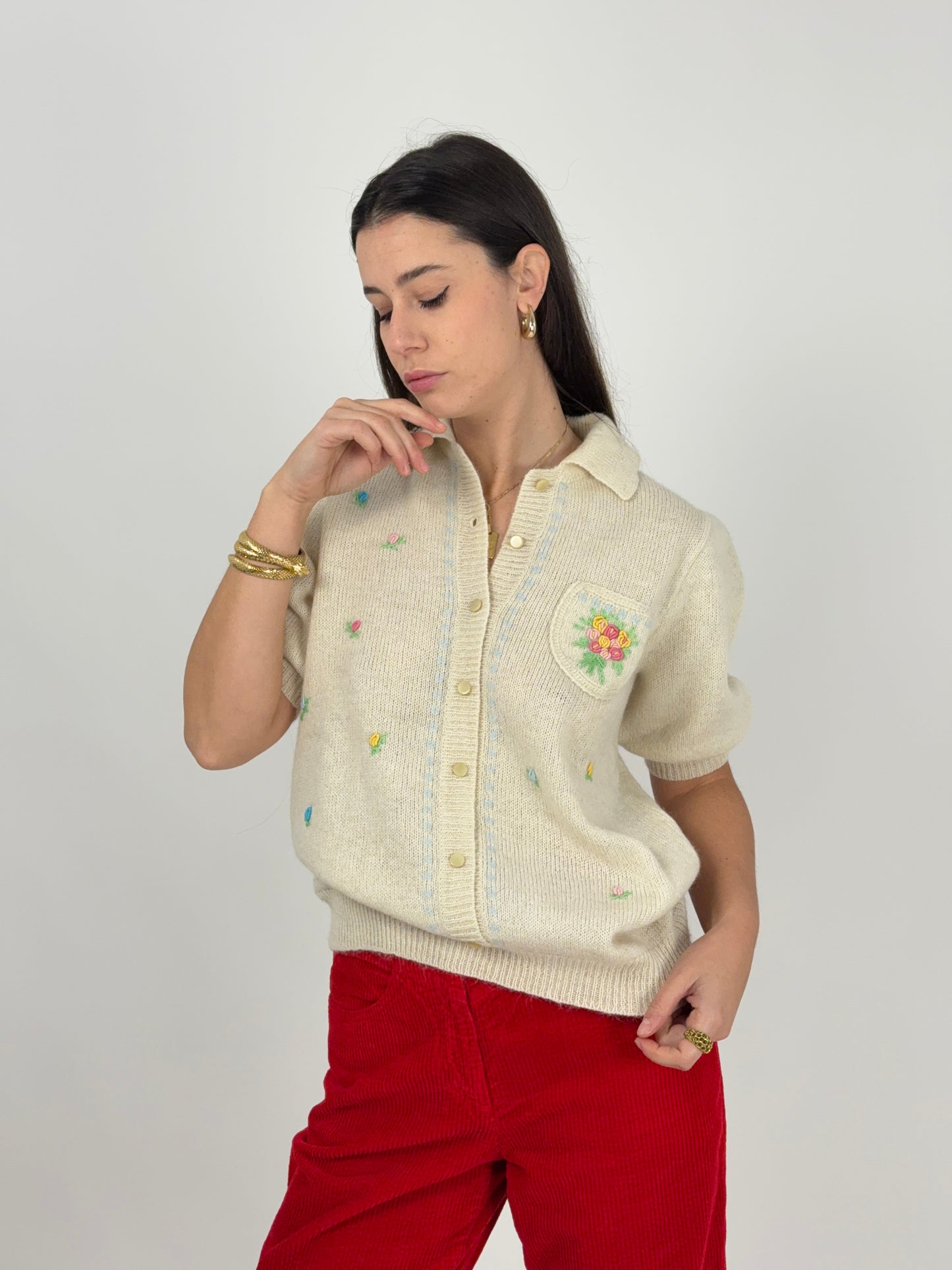 Maglioncino anni ’70 con ricami - fatto a mano