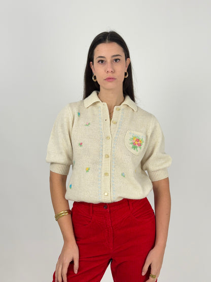 Maglioncino anni ’70 con ricami - fatto a mano