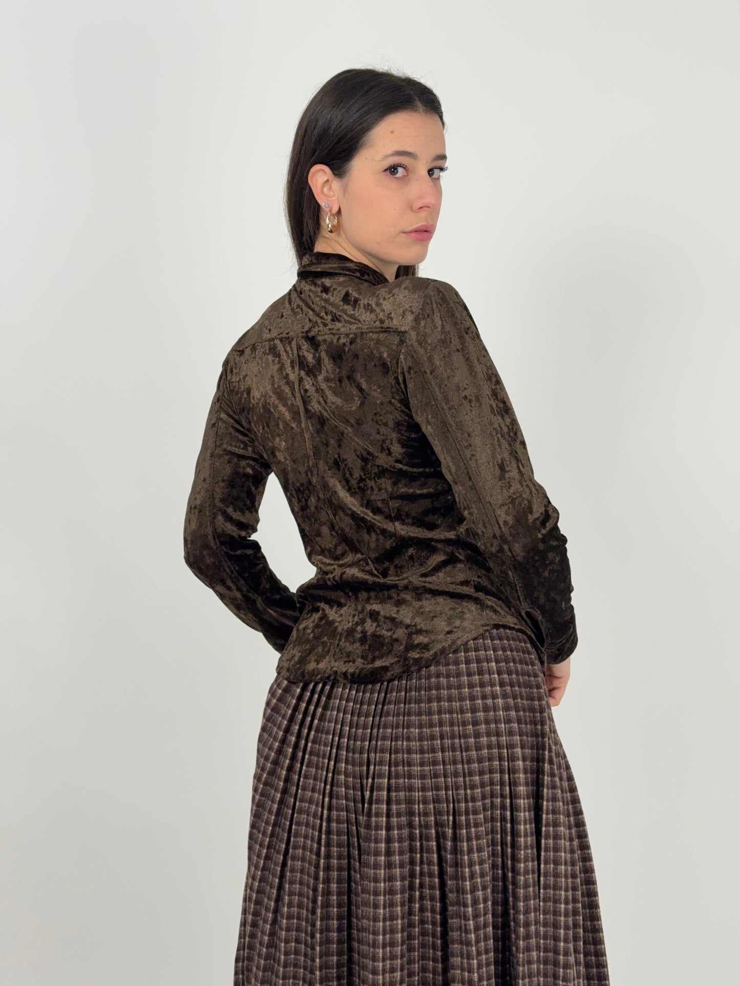 Camicia anni '70 in velluto elastan