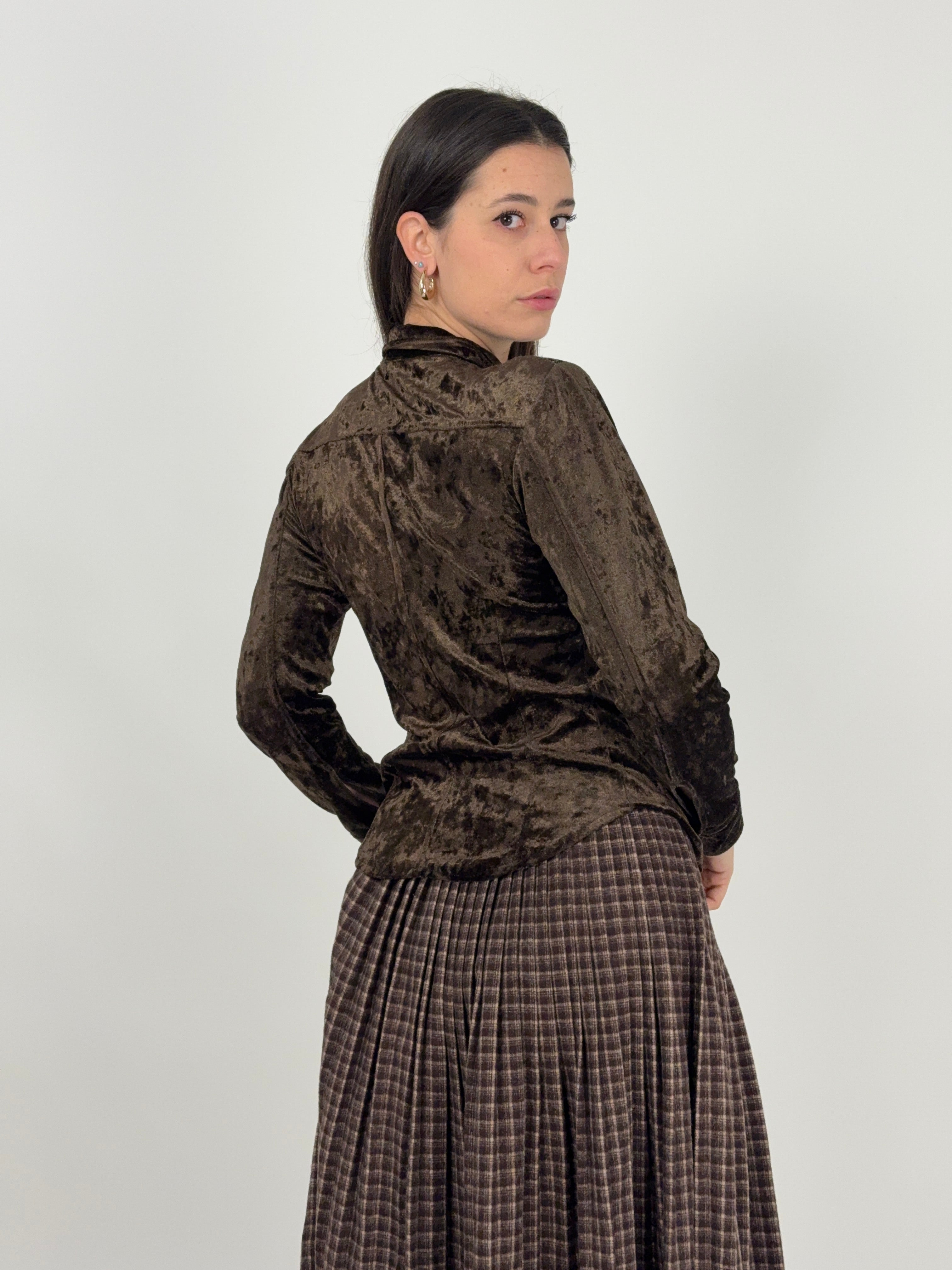 Camicia anni '70 in velluto elastan