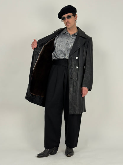 Cappotto in pelle con Interno Pelliccia Removibile anni ’70