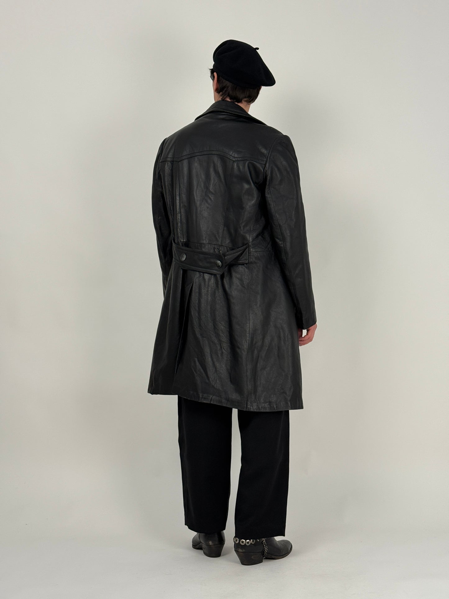 Cappotto in pelle con Interno Pelliccia Removibile anni ’70