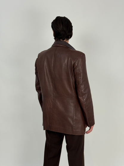 Giacca in pelle artigianale anni '70