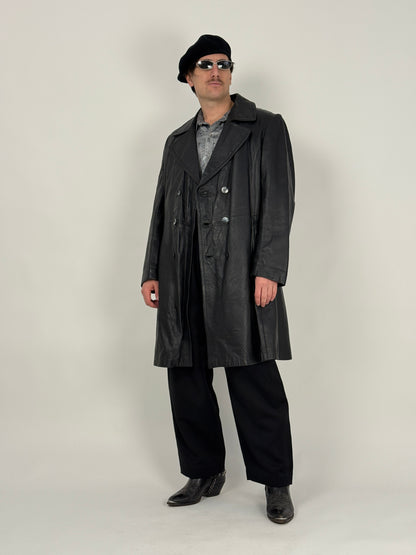 Cappotto in pelle con Interno Pelliccia Removibile anni ’70