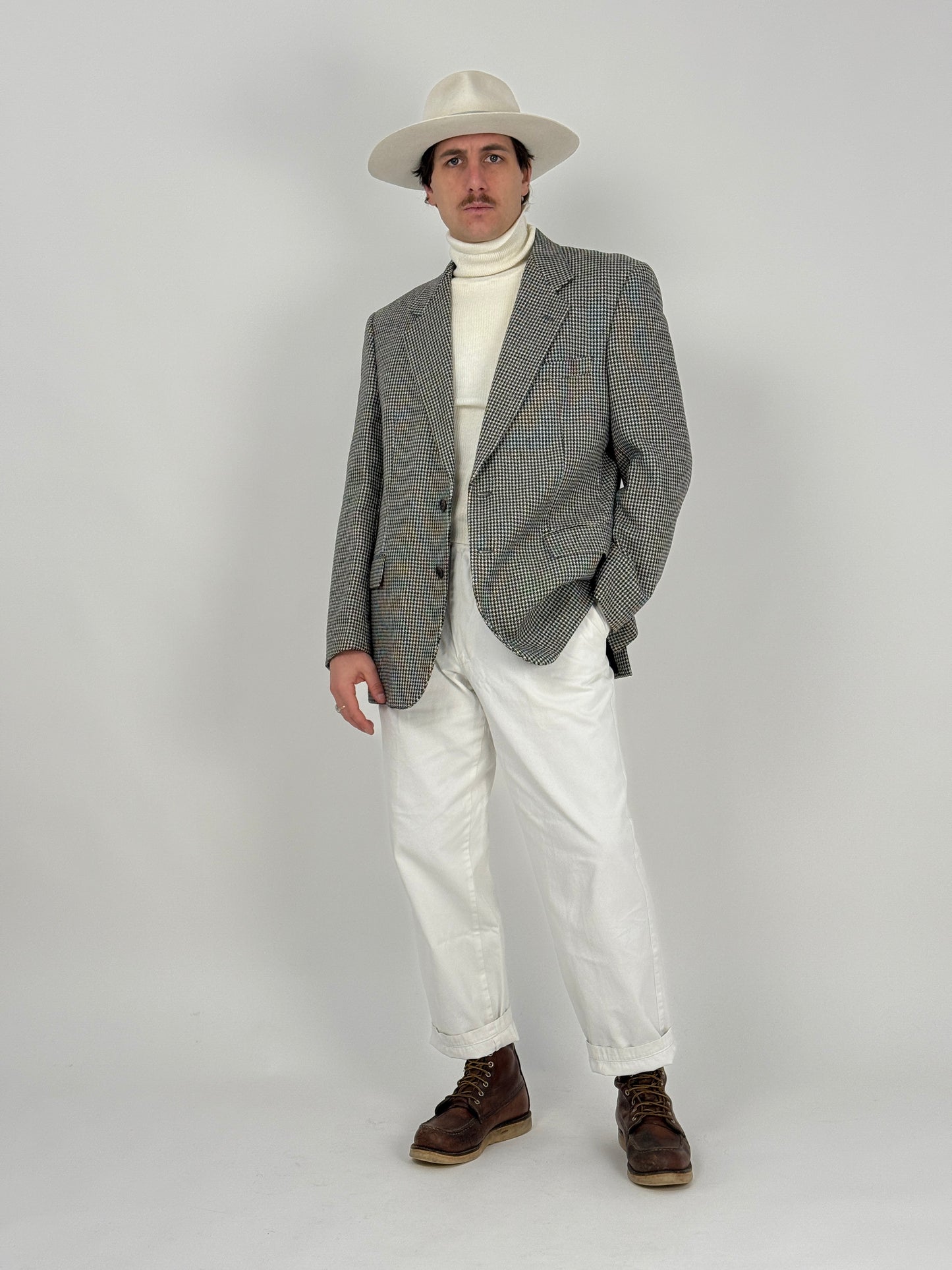 Giacca vintage Pied de Poule in Lana & Cashmere