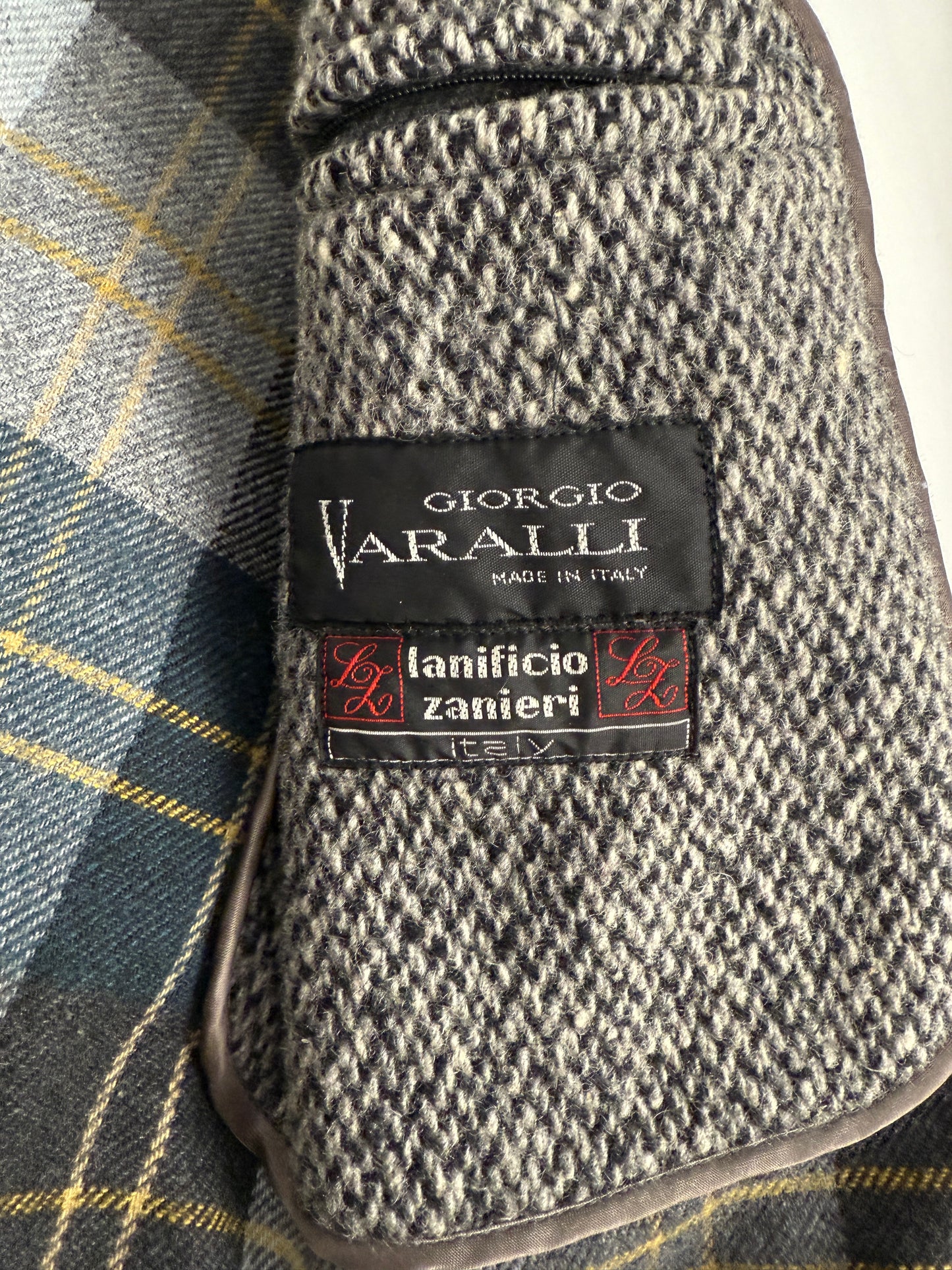 Cappotto in lana con fodera tartan anni '90