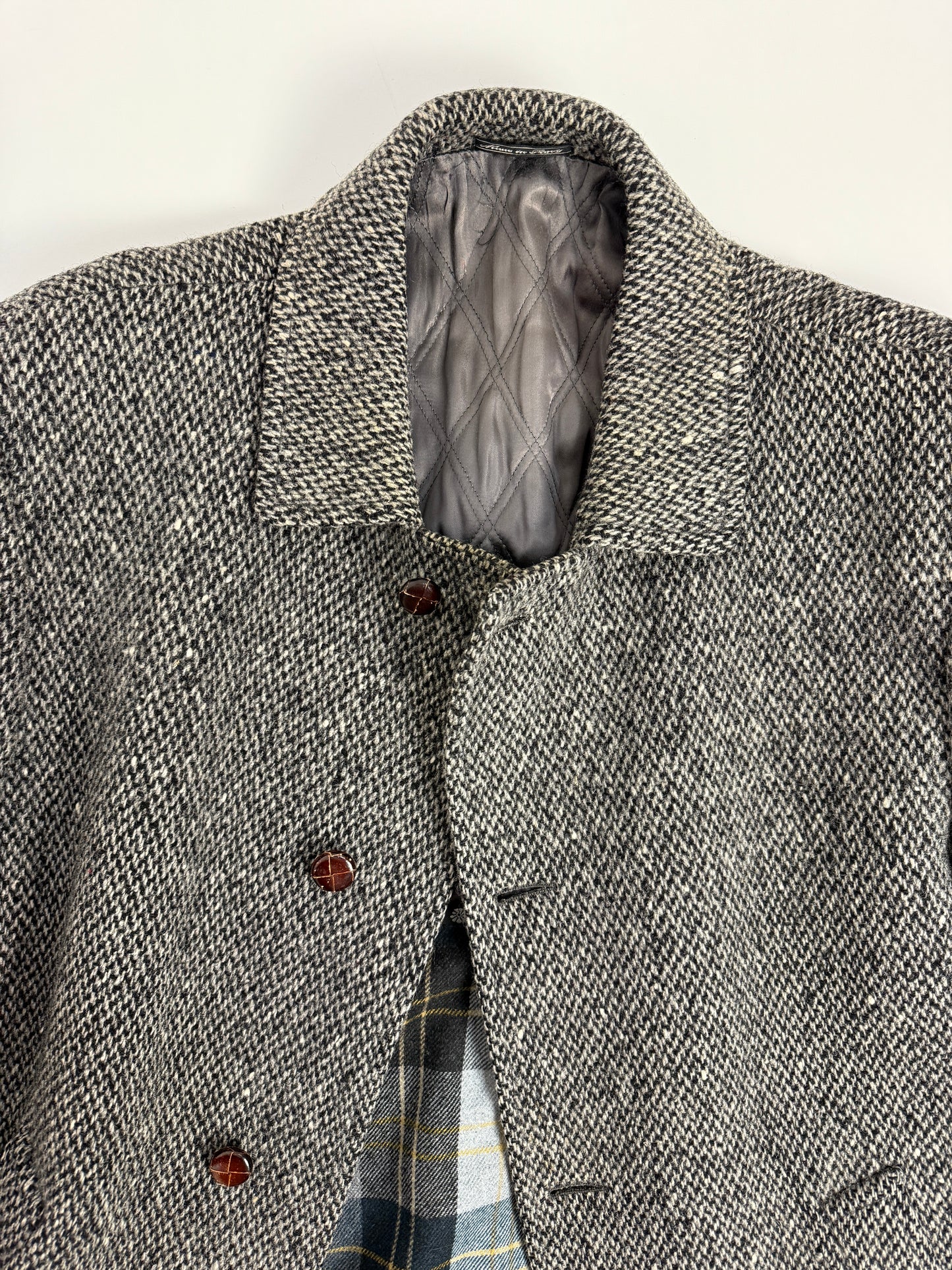 Cappotto in lana con fodera tartan anni '90