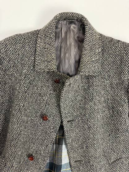 Cappotto in lana con fodera tartan anni '90