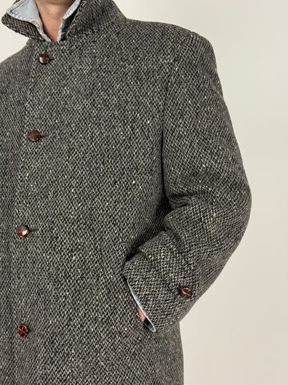 Cappotto in lana con fodera tartan anni '90