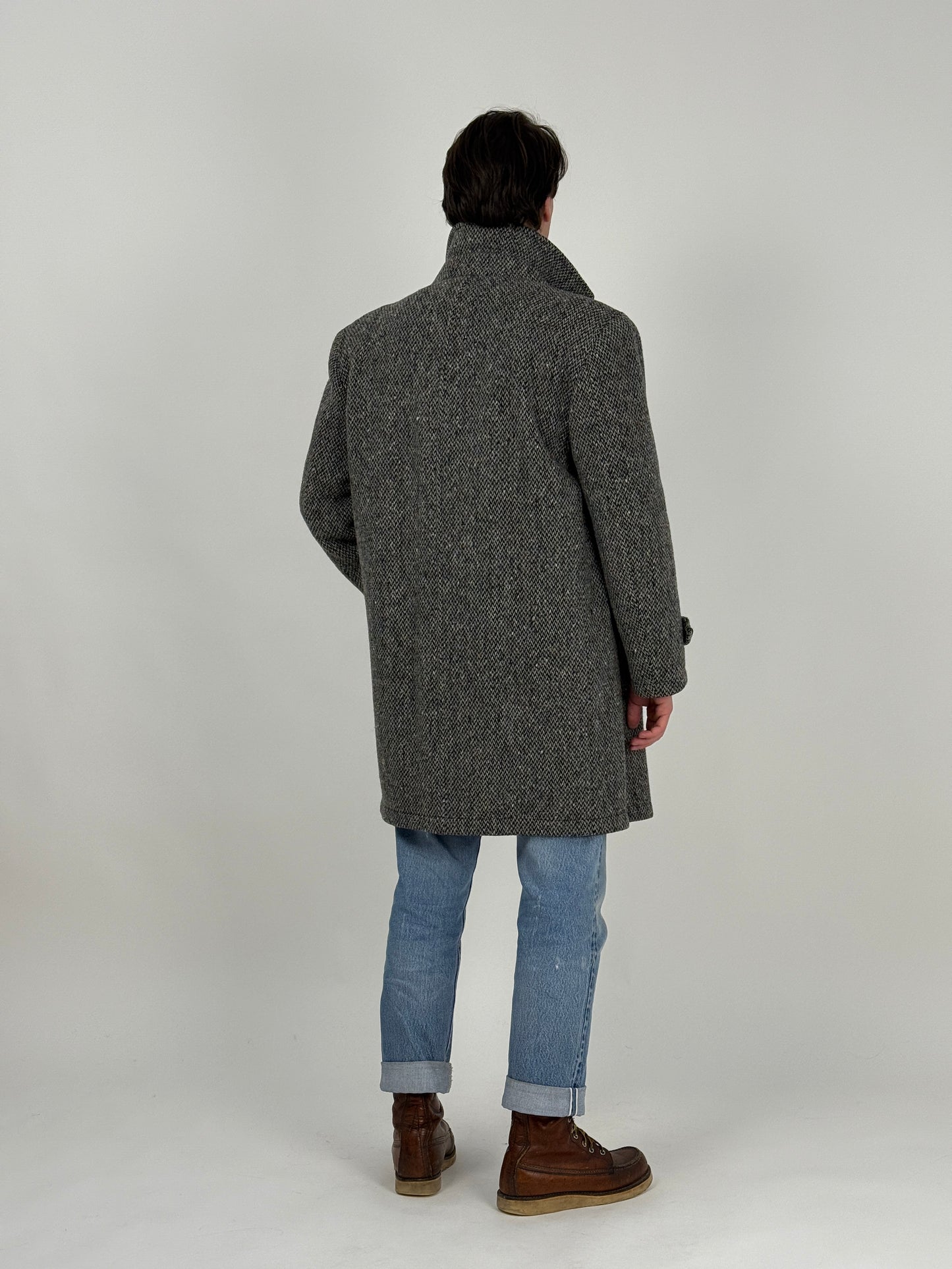 Cappotto in lana con fodera tartan anni '90