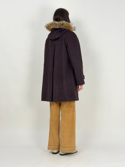 Cappotto vintage Steinbock Original con cappuccio e pelliccia – Austria