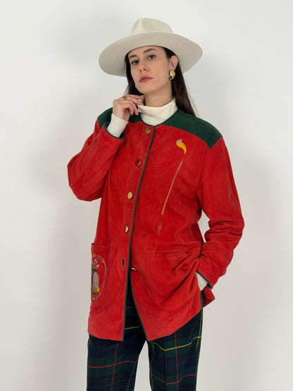 Giacca in camoscio con ricami