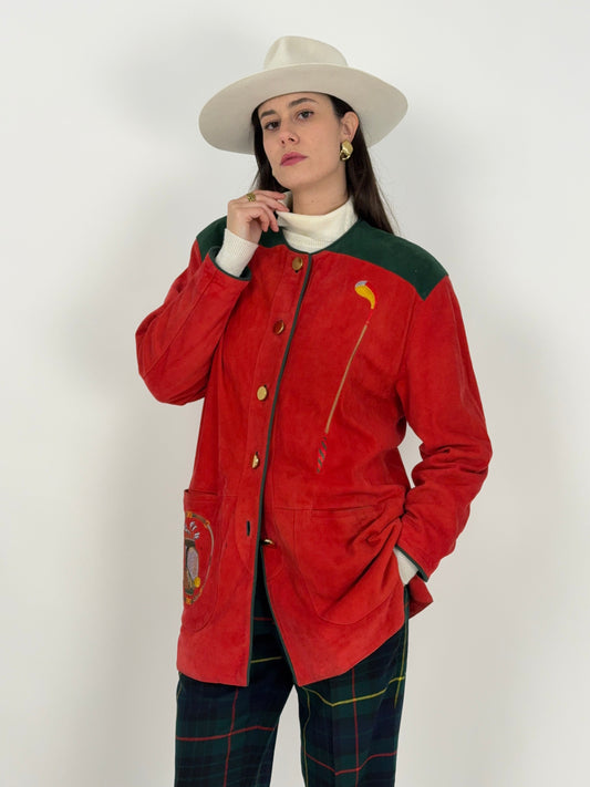 Giacca in camoscio con ricami