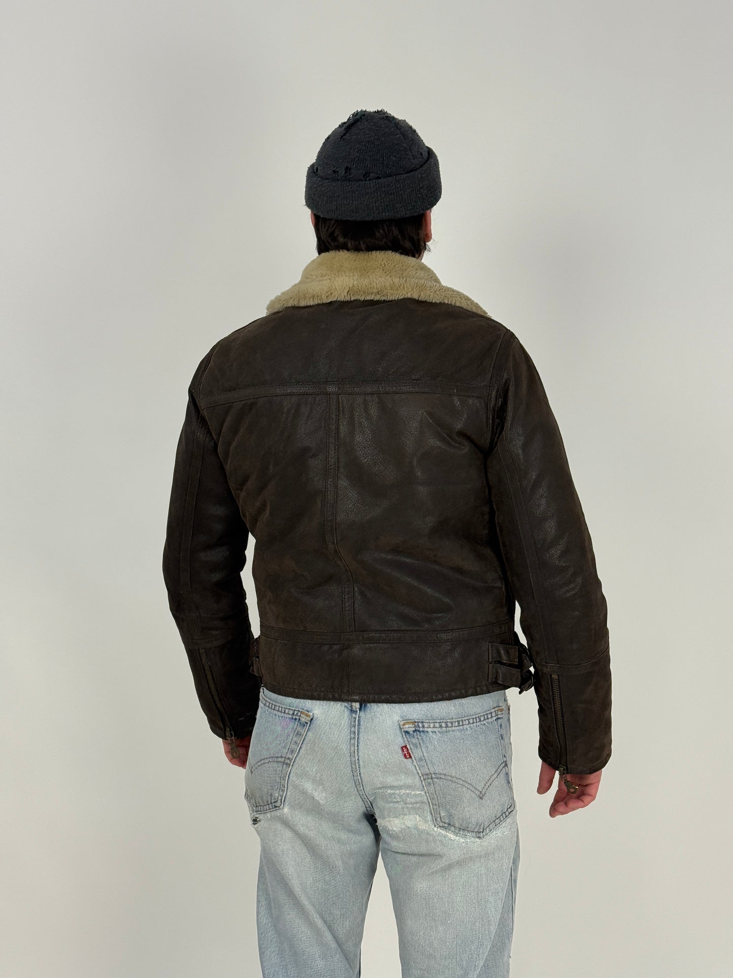 Giacca in Pelle anni ’80 con interno shearling