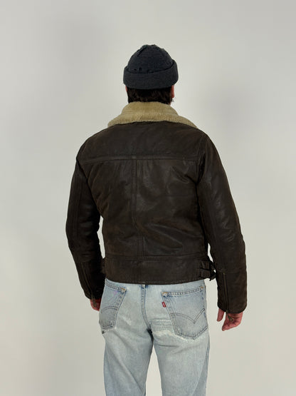 Giacca in Pelle anni ’80 con interno shearling