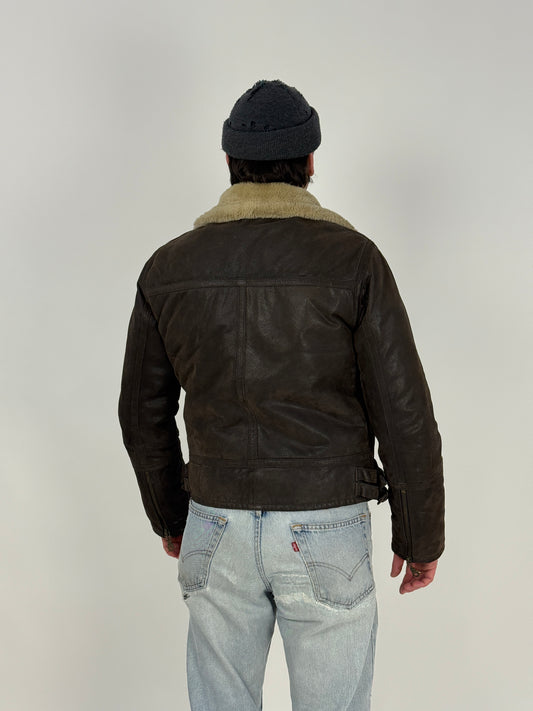 Giacca in Pelle anni ’80 con interno shearling